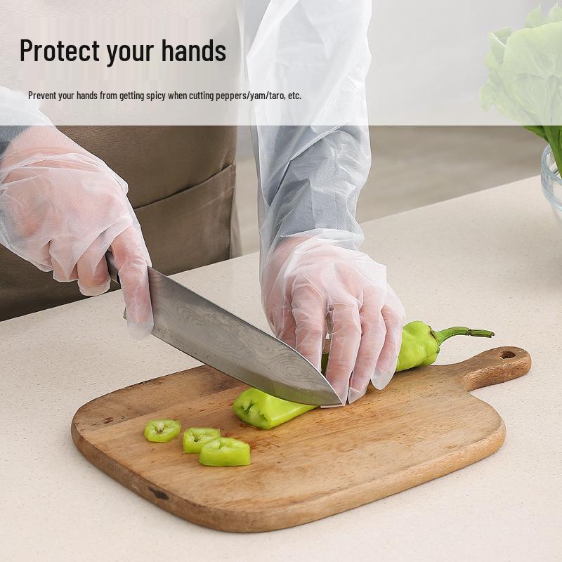 Long Disposable CPE Arm Sleeves Gloves for Kitchen, Cleaning, and Dishwashing