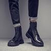 Long Martin Boots Men's British Style Black High-top Leather Shoes 2025 New Locomotive Boots Boys Leather Boots