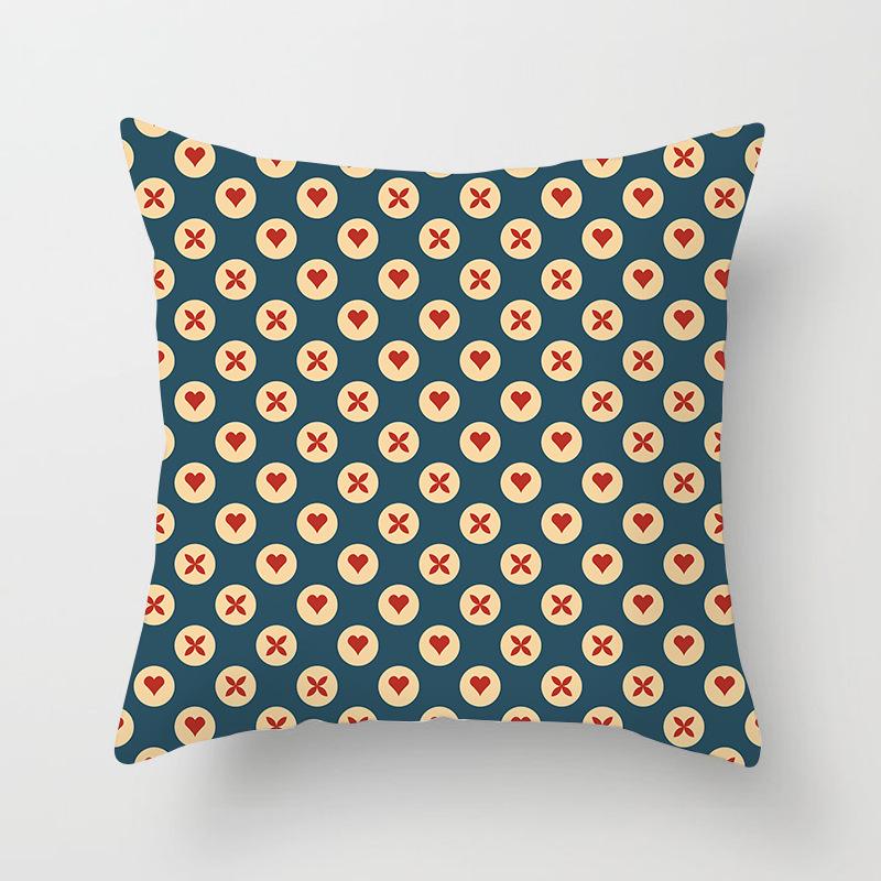 New Color-blocking Geometric Pillow Case, Peach Leather Velvet Cushion Sofa Cushion Cover, Splicing Living Room