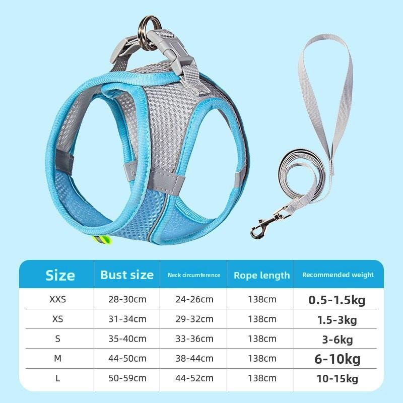 

Pet Leash, Cat Chest and Back, Cat Leash, Close-fitting Comfort, Bichon Frise Walking Cat, Little Kitten XS синий