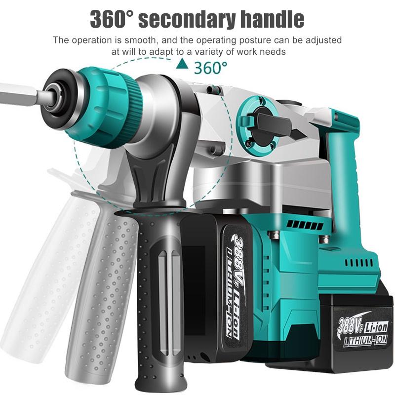 2000w 3 in 1 Cordless Brushless Electric Rotary Hammer Drill + Electric Rotary Hammer Drill for 18V Battery