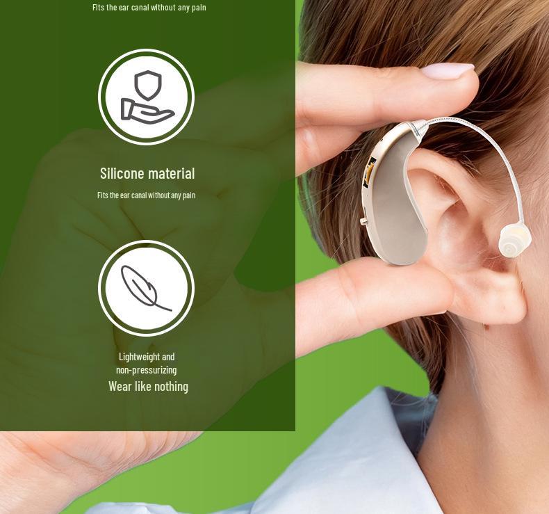 Elderly Hearing Aid: Wireless, Noise-Canceling, Digital, Behind-the-Ear Sound Amplifier with Adjustable Volume