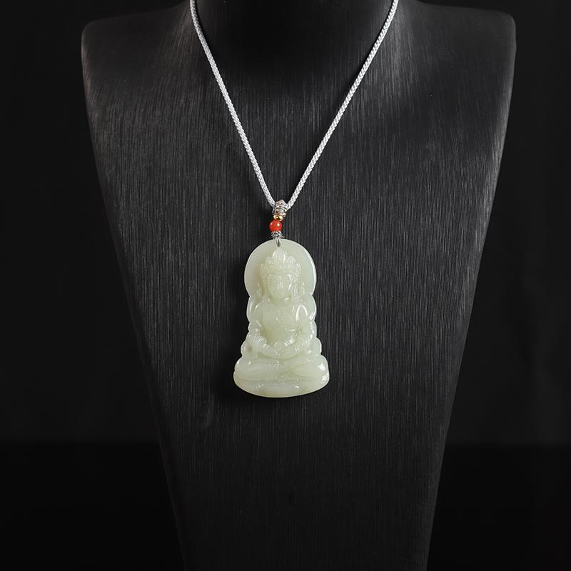 Xinjiang Hotan Jade Guanyin Pendant for Men and Women Safe Jade Pendant Necklace Birthday Gift