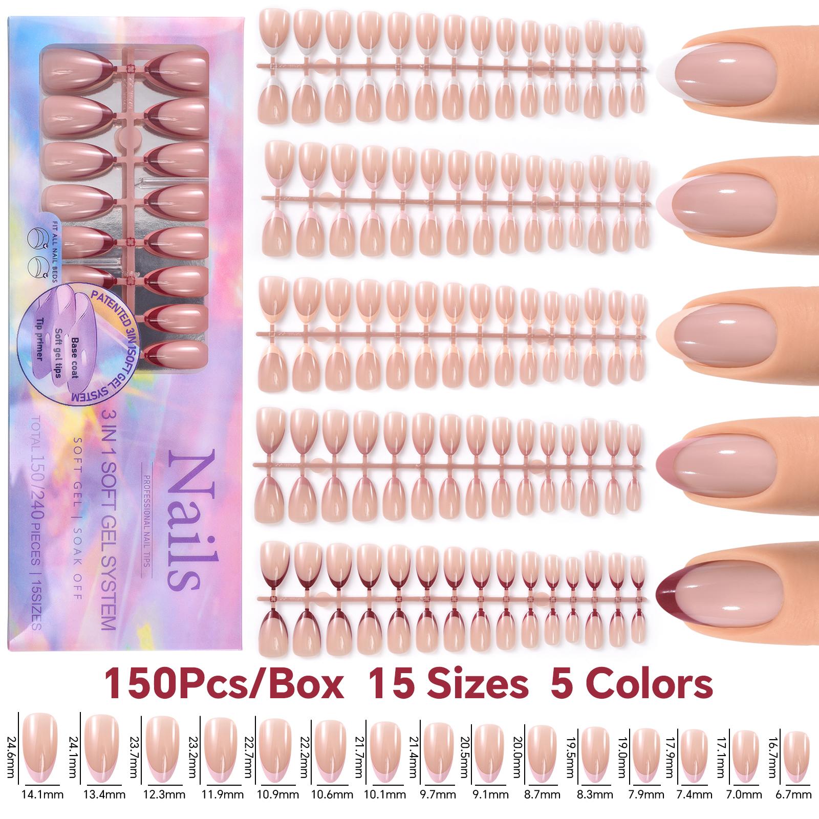 

Французькі гелеві тіпси, накладні нігті, м які гелеві нігті, нарощування штучних нігтів, повне покриття, штучні нігті, знімні наклейки для нігтів