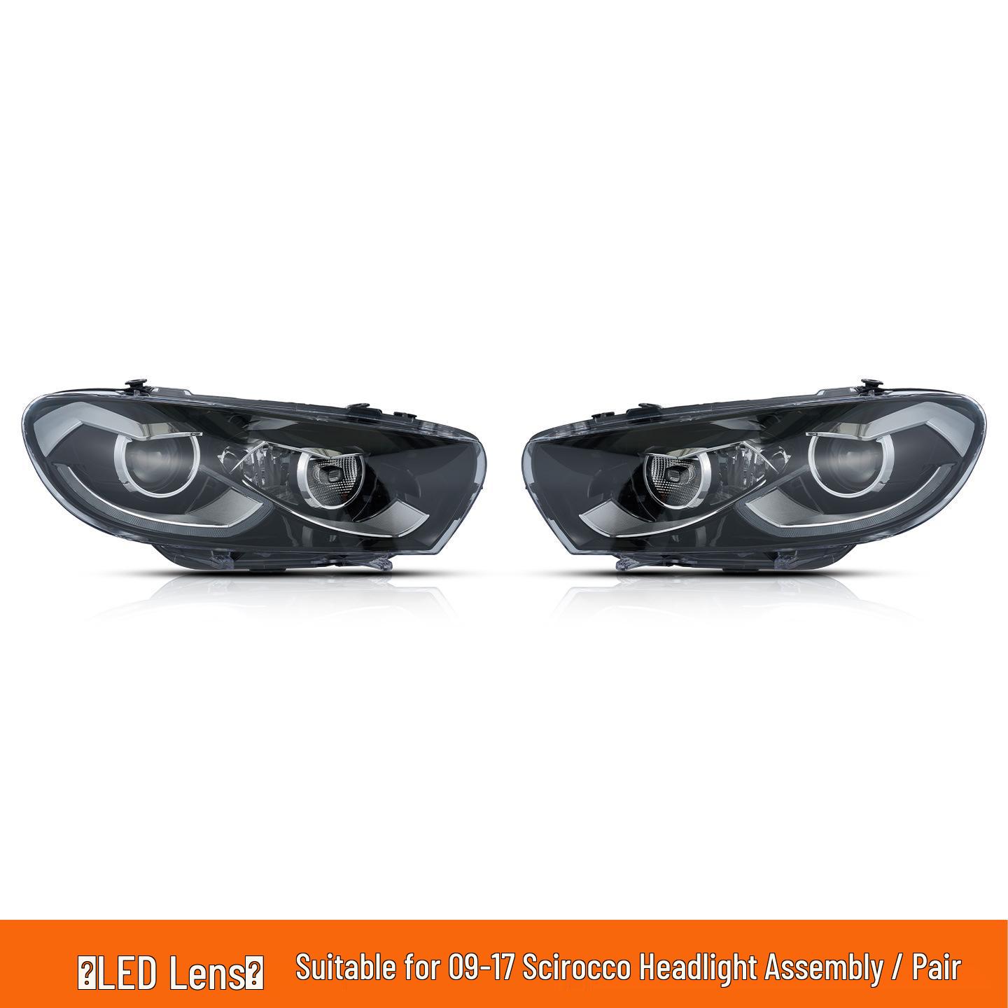 

09-17 Volkswagen Scirocco Headlight Upgrade: Dual-Beam Projector LED DRL Pair