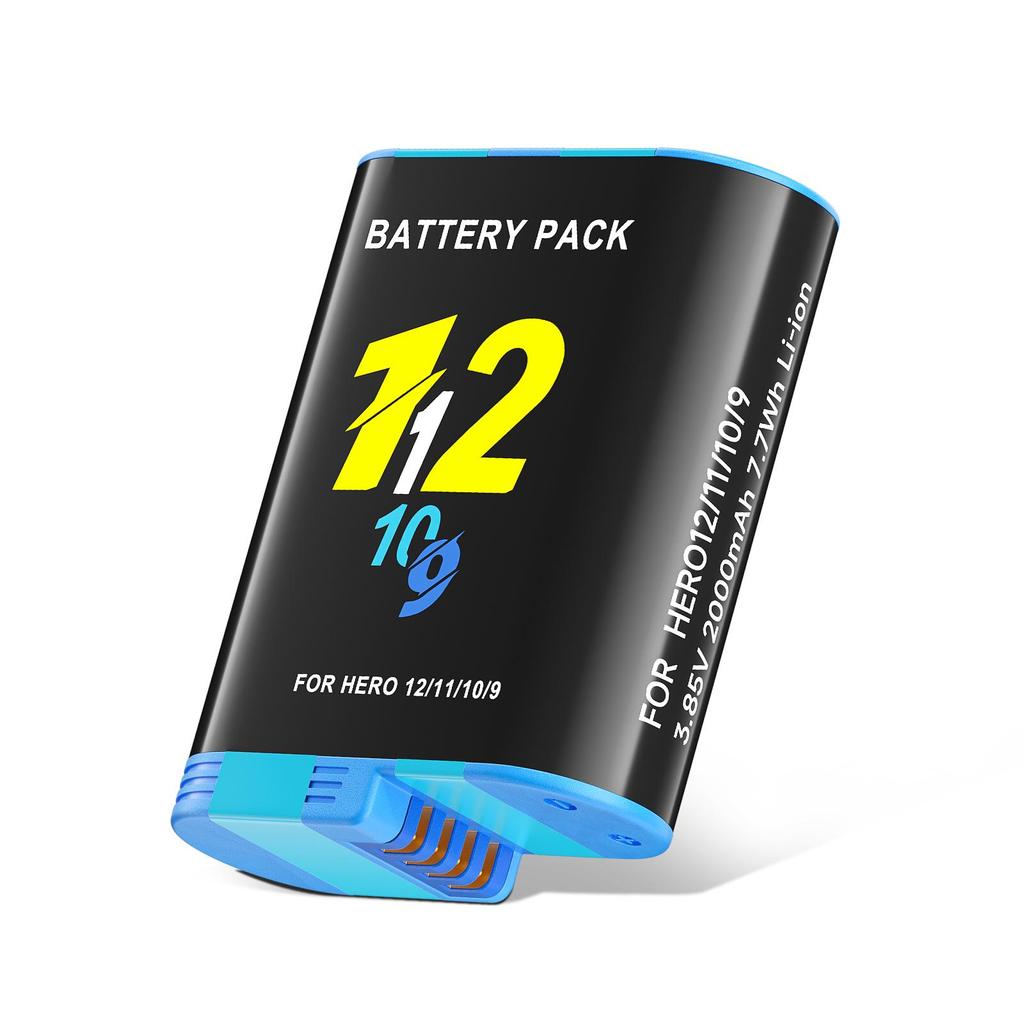 2000mAh Battery For Gopro Hero 9 10 11 12 Camera Battery with LCD 3-Slots Fast Charger Box For GoPro Hero12 11 Sport Cameras