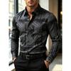 Chemise à Manches Longues Gris Foncé Imprimé Graffiti pour Homme, Coupe Ajustée Stretch Repassage Facile Col Chemise pour le Bureau