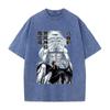 Anime Jujutsu Kaisen Fushiguro Megumi Makora Print T-shirt Men Women Tshirts Cotton Clothing Retro Washed T Shirt Harajuku Tops