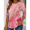 Hauts pour Femmes Impression Marbre Col Rond Manches Longues T-shirt Automne Décontracté Mince Pull Haut à Manches Longues pour Femme