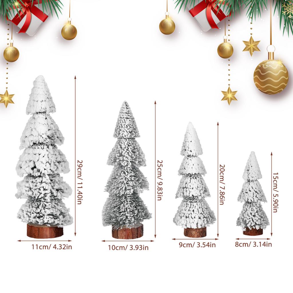 4Pcs Small Christmas Tree Decorations Artificial Pine Trees for Home Party Window Display Festive Tabletop Xmas Scene Setup