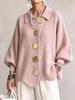 2026 European & American Retro Lapel Button Knit Cardigan - Women's Autumn/Winter Loose Coat