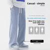 Streetwear Loose Jeans Men Korean Style Loose Straight Wide Leg Pants Men's Clothing Black Light Blue