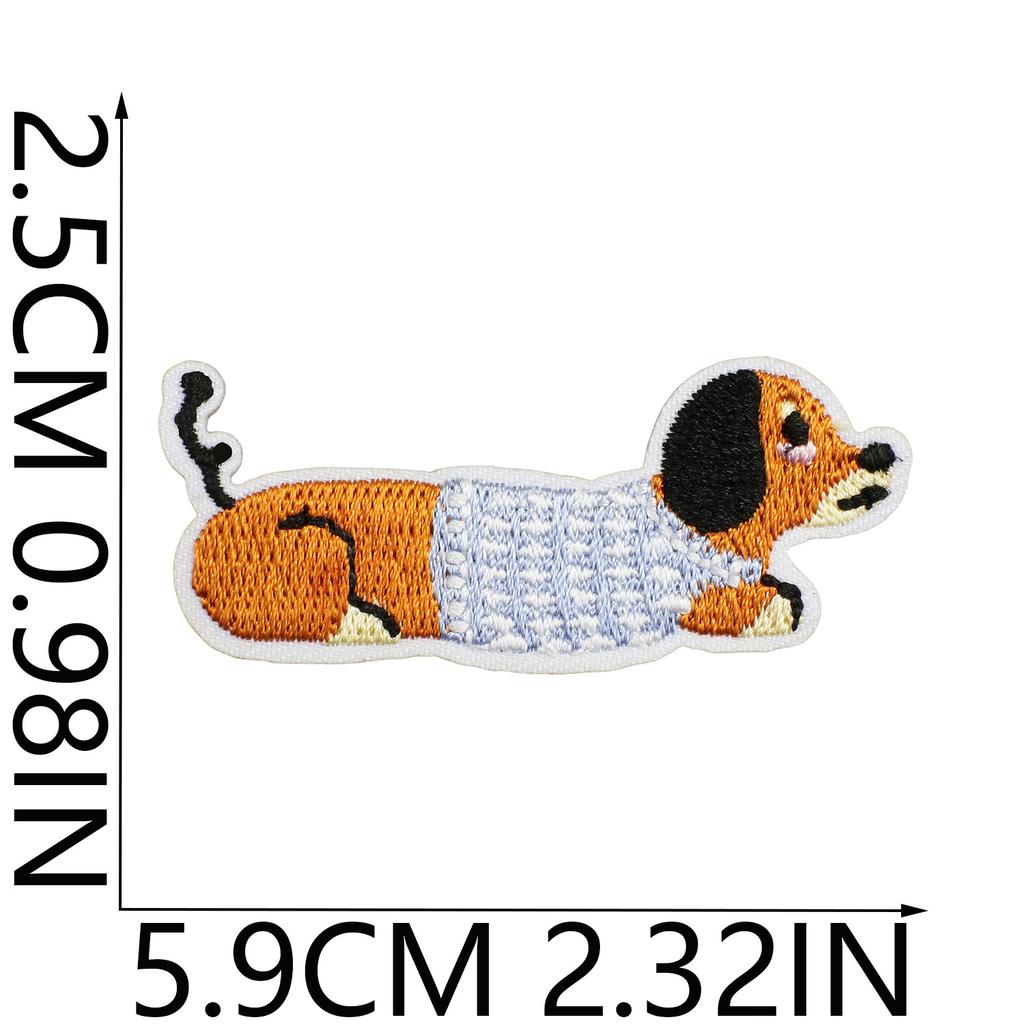 Korean Cute Dachshund Dog Embroidery Cloth Sticker Diy Bag Dress Up Puppy Patch Sticker Computer Embroidery Zhang Zai Ironing