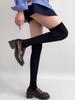 1 Pc Women'S Solid Black Over-The-Knee Socks, Preppy Sweet Cool Style Stretchy Slimming Stockings, Versatile