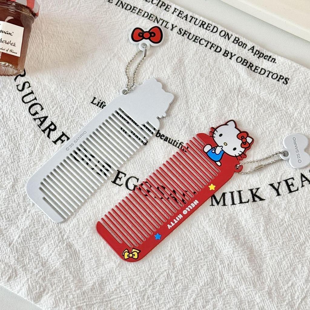 Hello Kitty Cute Cartoon Metal Hair Comb for Girls - Portable Wide-Tooth and Fine-Tooth Design