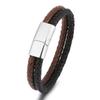 Hot Sale Spot Fashion Double Layer Multicolor Leather Stainless Steel Bracelet For Men