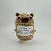 Funny Positive Crochet Cow Doll Desktop Ornament Handmade Cheer Emotional Support Positive Cow with Card Home Party Decoration
