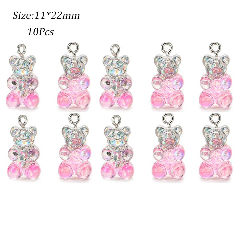 10/50 Stück Bunte Gummibärchen Anhänger Charms für Halskette Armband DIY Ohrringe Schmuck Bären Valentinstagsgeschenk 2,1*1,1cm