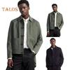 Men Jacket Lapel Long Sleeve Single Breasted Middle-aged Coat with Patch Pocket Solid Color Casual Jacket Outwear