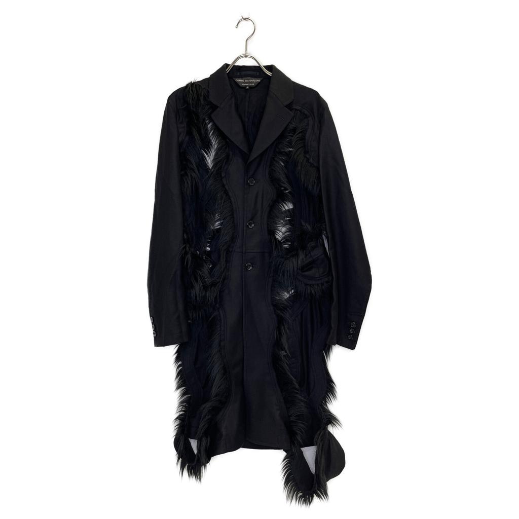 COMMEdesGARCONS HOMME PLUS PL-J045 23AW Faux Fur Cut-out Long Jacket Jacket M blackUsed