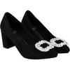 Shoetopia Rhinestone Buckle Detailed Black Pumps For Women & Girls-Eu40