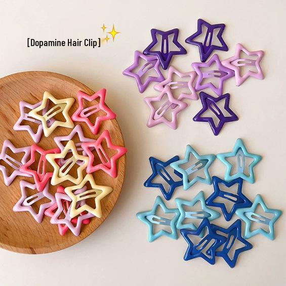 Dopamine Color Star Hair Clips: Cute Five-Pointed BB Clips for Bangs & Stray Hairs