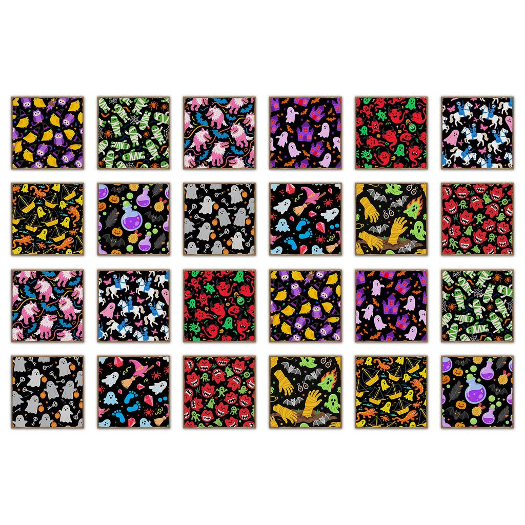 24Pcs Dreamy Pink Retro Skull Tile Stickers Bathroom Kitchen Living Room Niche Halloween Theme Space Decoration Stickers