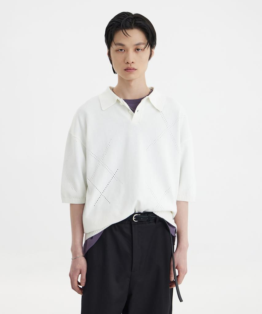 YOUTH H/S Knit Collar T-Shirt - White