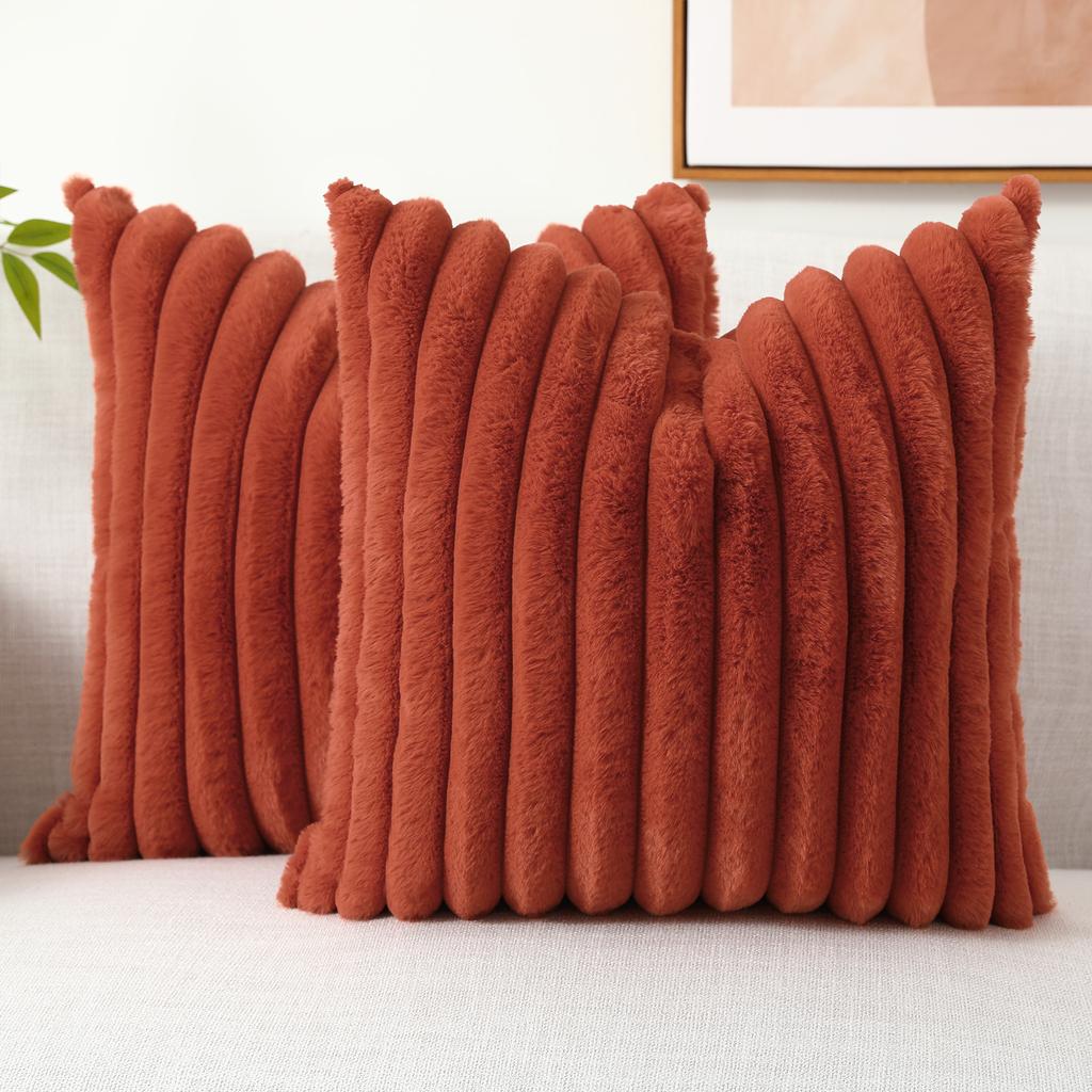 HAPIHAPPY New Faux Fur Throw Pillow Covers Winter Pillow Cover 18X18 Set of 2 Soft Plush Goose Down Pillowcase Fuzzy Home Pillow