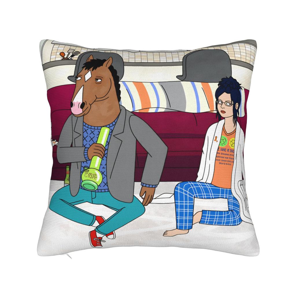 Pillow Case Anime B-BoJack H-Horsemans Soft Pillow Cover For Sofa Couch Bed Living Room Cute Funny Pillowcases