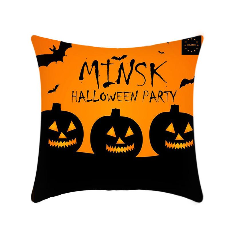 Halloween Throw Pillow Cover Linen Print Halloween Home Decor Cushion Cover Sofa Cushion Back Cushion