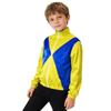 Kids Horse Rider Costume Color Block Mock Neck Zip Up Top Equestrian Training Competition Long Sleeve Outwear
