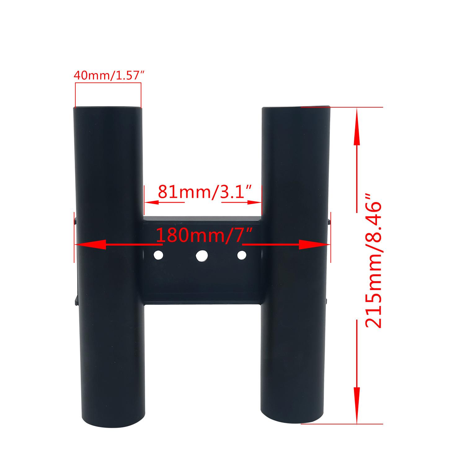 ISURE MARINE Aluminum Black Double Fishing Rod Holder 2-Channel Fishing Rod Marine Accessories for Boat Yacht Ship RV