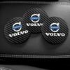 2Pcs Car Carbon Leather Water Cup Pad Anti-noise Coaster Mat For Volvo XC90 V90 V60 XC60 V40 S80 S60 S90 C40 XC40 V70 XC70 C30