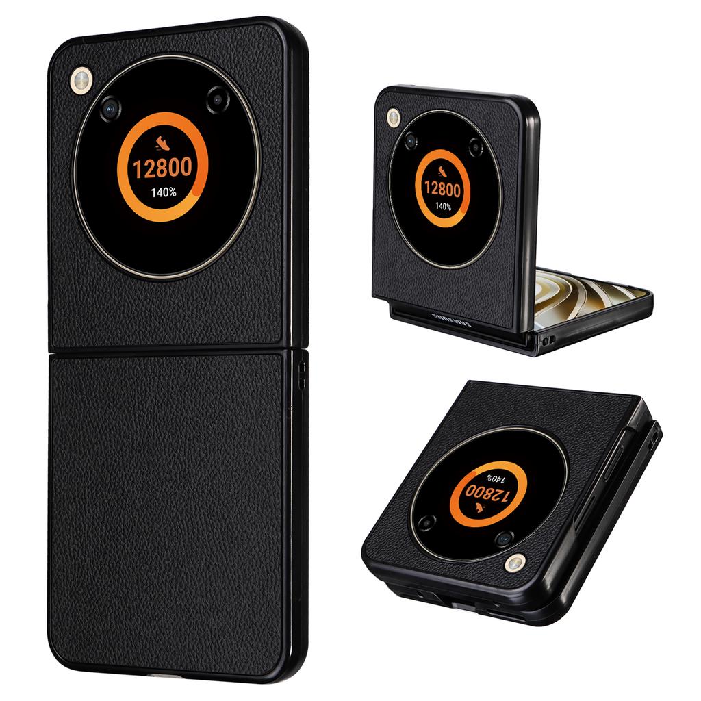 For ZTE Libero Flip A304ZT/nubia Flip 5G Case Litchi Texture PU Leather Coated PC Phone Shell