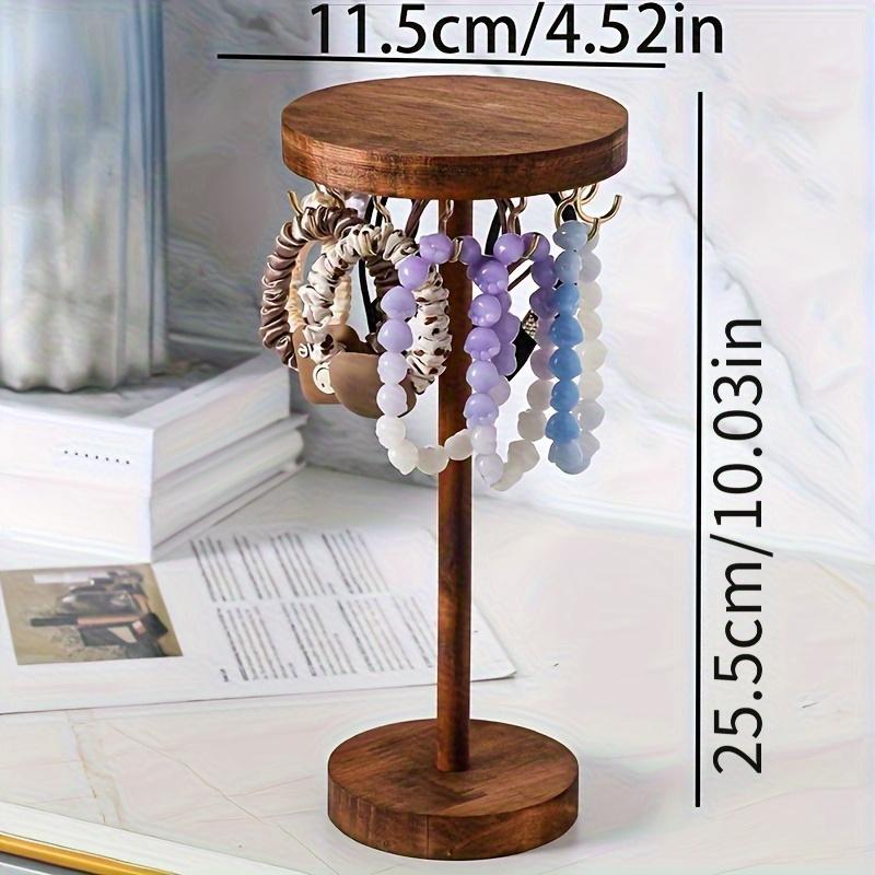Jewelry Tower Rustic Wooden Jewelry Display Rack Oval Tabletop Necklace Pendant Bracelet Organizer Multifunctional Home Kitchen Accessory