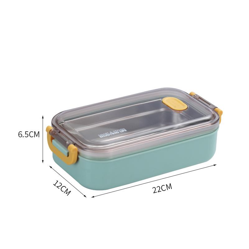 

INS Double-layer 304 Stainless Steel Insulated Lunch Box, Divided Compartments for Office Workers and Students, Water-fillable зелёный