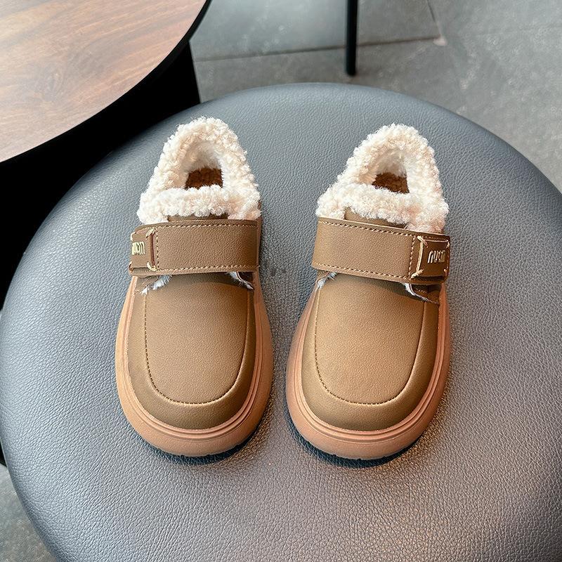 Boys' Retro Warm Velvet Low Top Casual Snow Boots 2026 Winter Children Fashi Versatile Plush Comfortable N Slip Cott Boots
