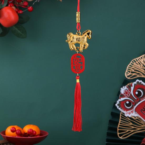 Chinese New Year Decoration 2026 Year of Horse Lucky Charm Hanging Tassel Pendant for Fortune Wealth Success Home Kitchen Bonsai Tree Car Decor