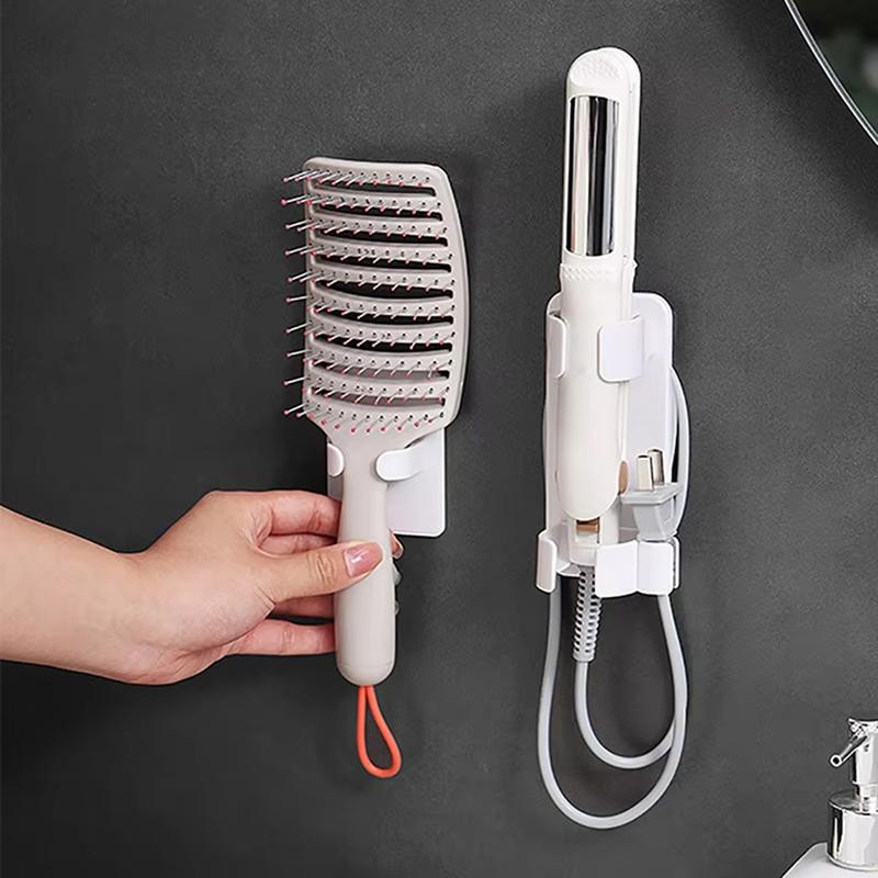 Wall Mounted Hair Styling Station - Curler, Straightener, And Dryer Holder, Bathroom Organizer For Home Accessories-ABSW