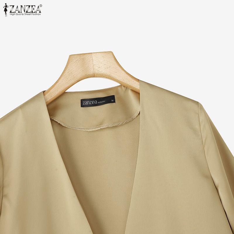 ZANZEA Damskie codzienne topy kardiganowe z dekoltem w serek i rękawem 3/4