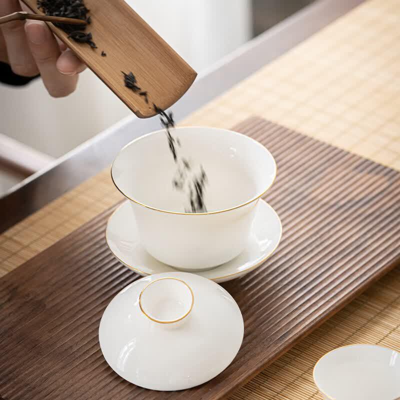 UOSO Dehua White Porcelain Gaiwan Kung Fu Tea Set