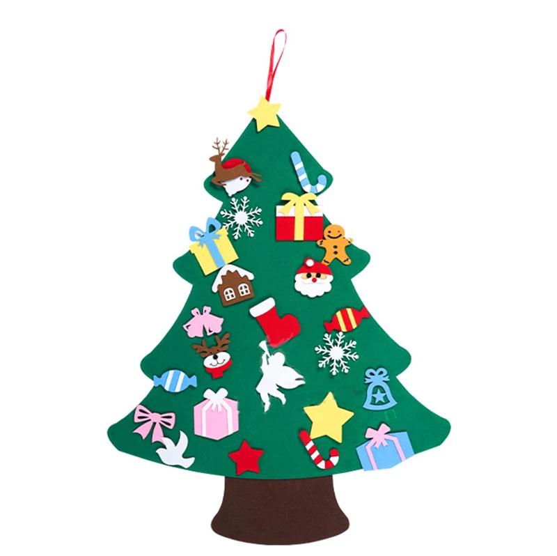 DIY Filz Weihnachtsdekorationen Weihnachtsbaum Tür Wandbehang Ornamente Filz-Weihnachtsbaum Neujahr Weihnachtsmann Weihnachten Kindergeschenke