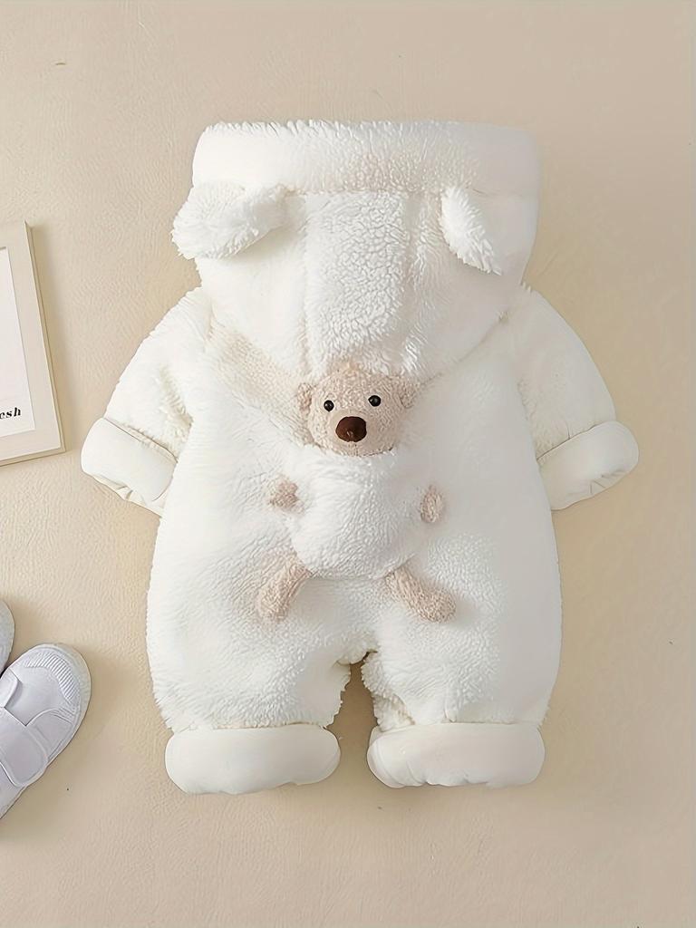 [Combinaison Chaude] Combinaison Chaude à Capuche, Vêtements d'Hiver pour Bébé | Décor d'Ours pour Bébé Nouveau-né, Vêtements de Bébé pour Garçons et Filles