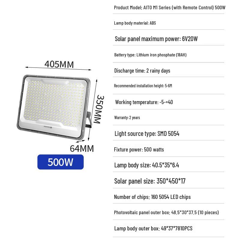 High-Power Waterproof LED Outdoor Solar Floodlight for Courtyards and Rural Areas