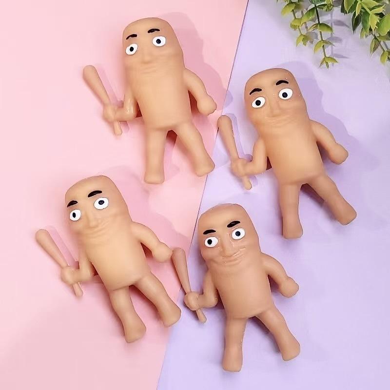 Kawaii Tung Tungtung Sahar Squeeze Toys Collectible Viral Brainrot Fidget Toy Wooden Stick Man Anti Stress Reliever Toys Figet