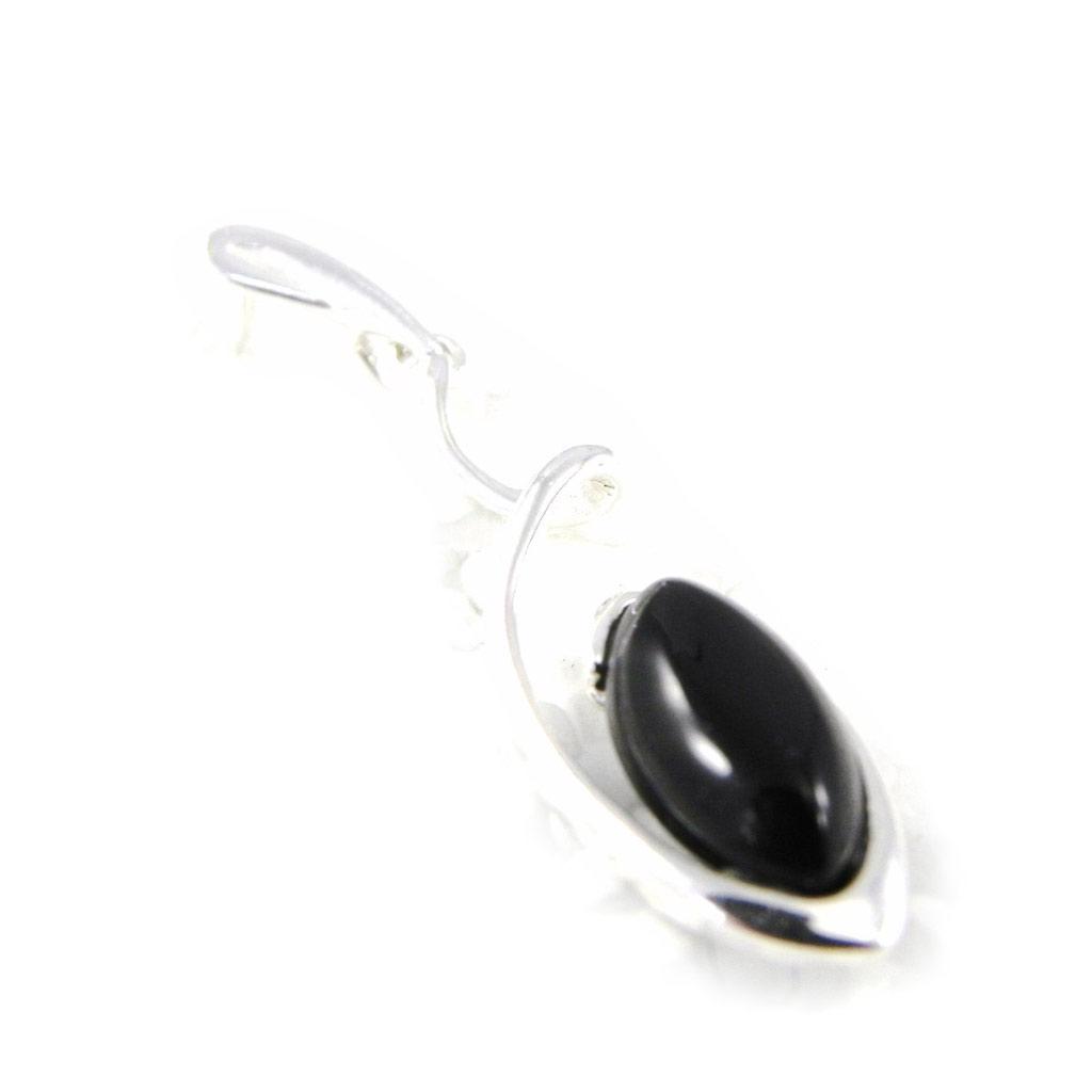 Les Trésors De Lily [H3455] - Silver Earrings 'Déesse Noir De Jais' Silver-black (rhodium-plated) - 40x8 Mm