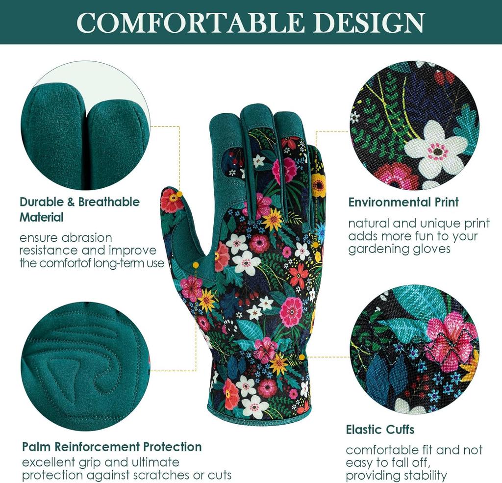 Womens Gardening Weeding Working Gloves Leather Garden Glove For Women Thorn Proof No Stab For Digging Planting Pruning