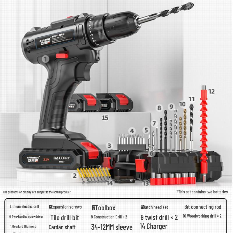 Multipurpose Lithium Electric Screwdriver Set with Rechargeable Hand Drill - Household Tool Box for DIY Projects.