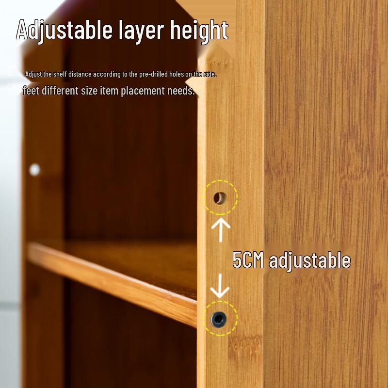 Bamboo Multi-layer Kitchen Storage Rack with Door